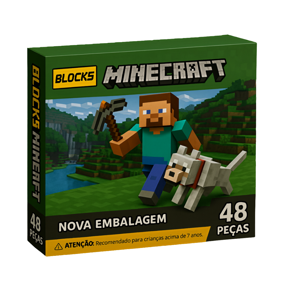 Blocos Magnéticos Minecraft® - 40 peças (+5 Bonecos BRINDE)