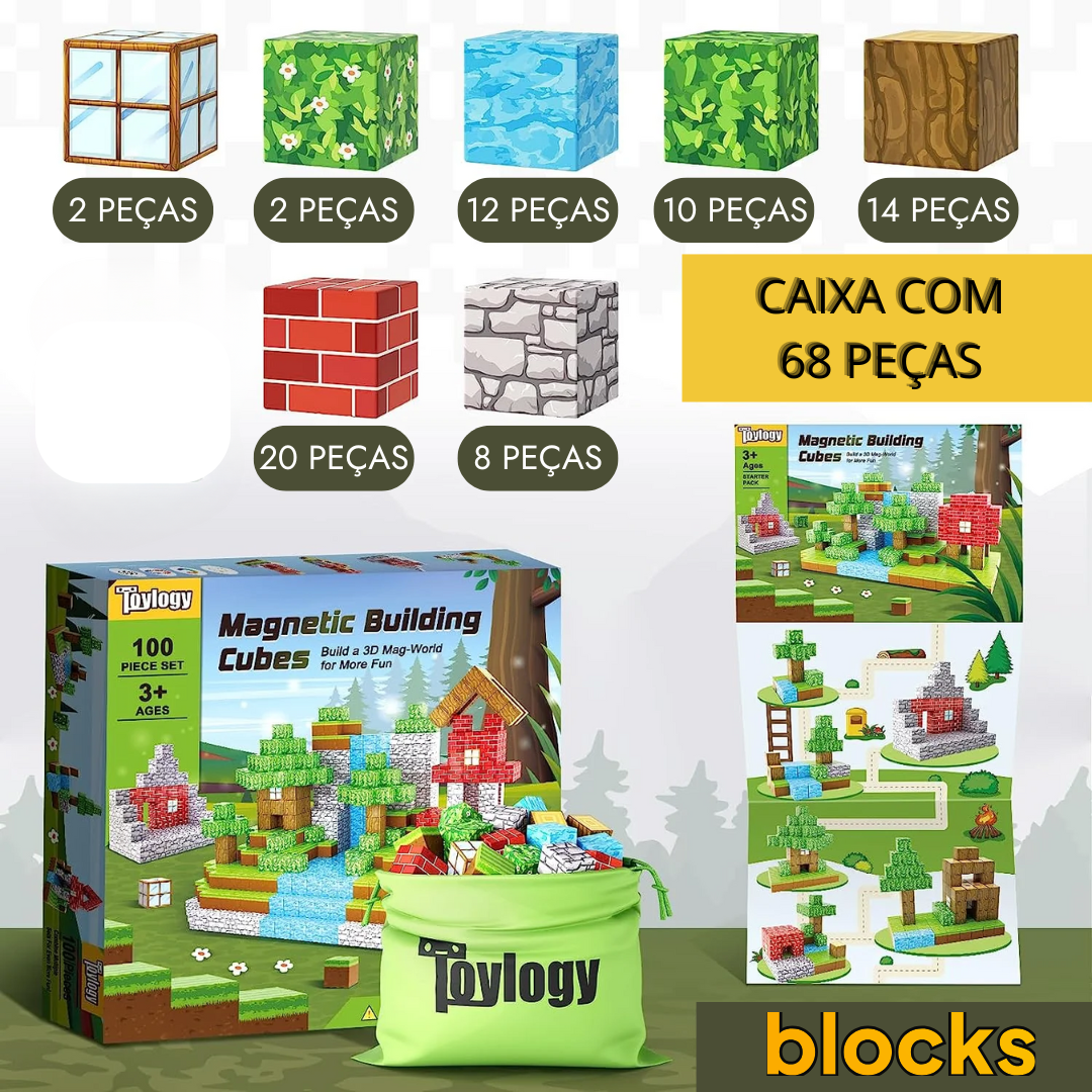 Blocos de Construção Magnética Minecraft - 48 / 68 / 88 Blocos