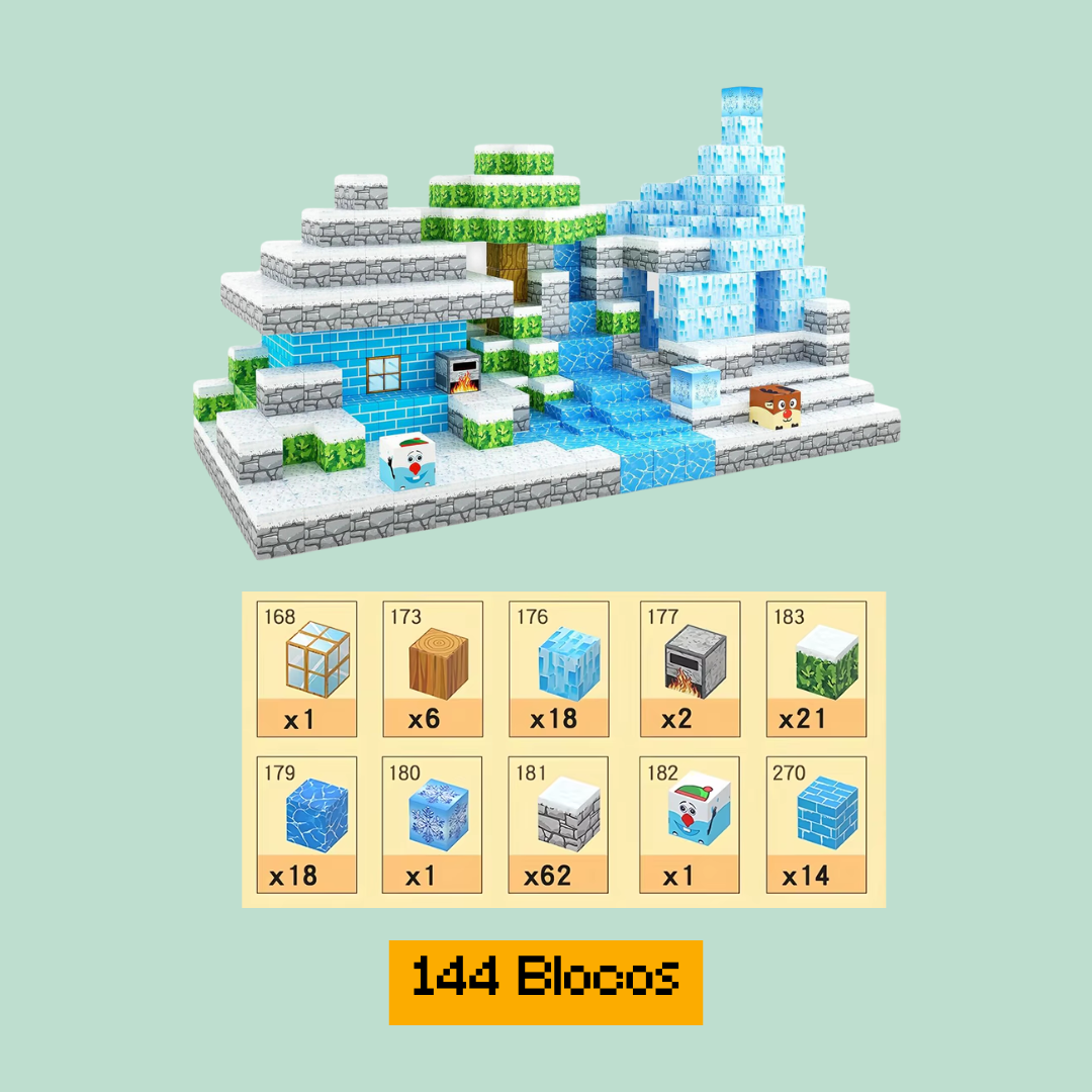 Blocos de Construção Magnética Minecraft (Edição Especial de Inverno) - 32/60/75/110/144 peças