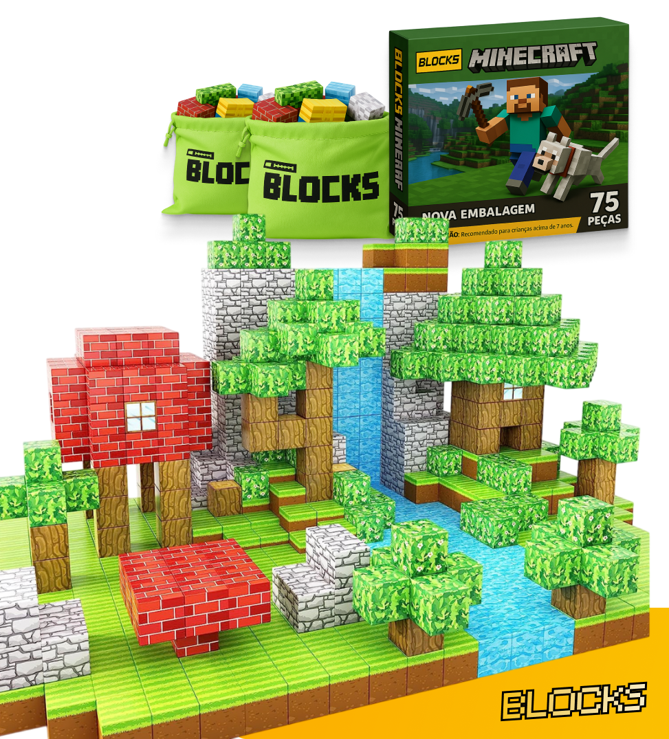 Blocos de Construção Magnética Minecraft - 64/75/88 peças